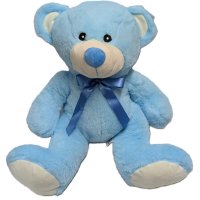 30414-15B:  38cm BLUE BEAR WITH RIBBON 